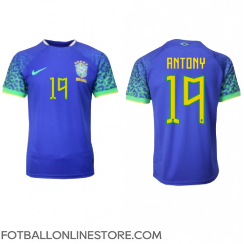 Billige Brasil Antony #19 Bortetrøye VM 2022 Kortermet